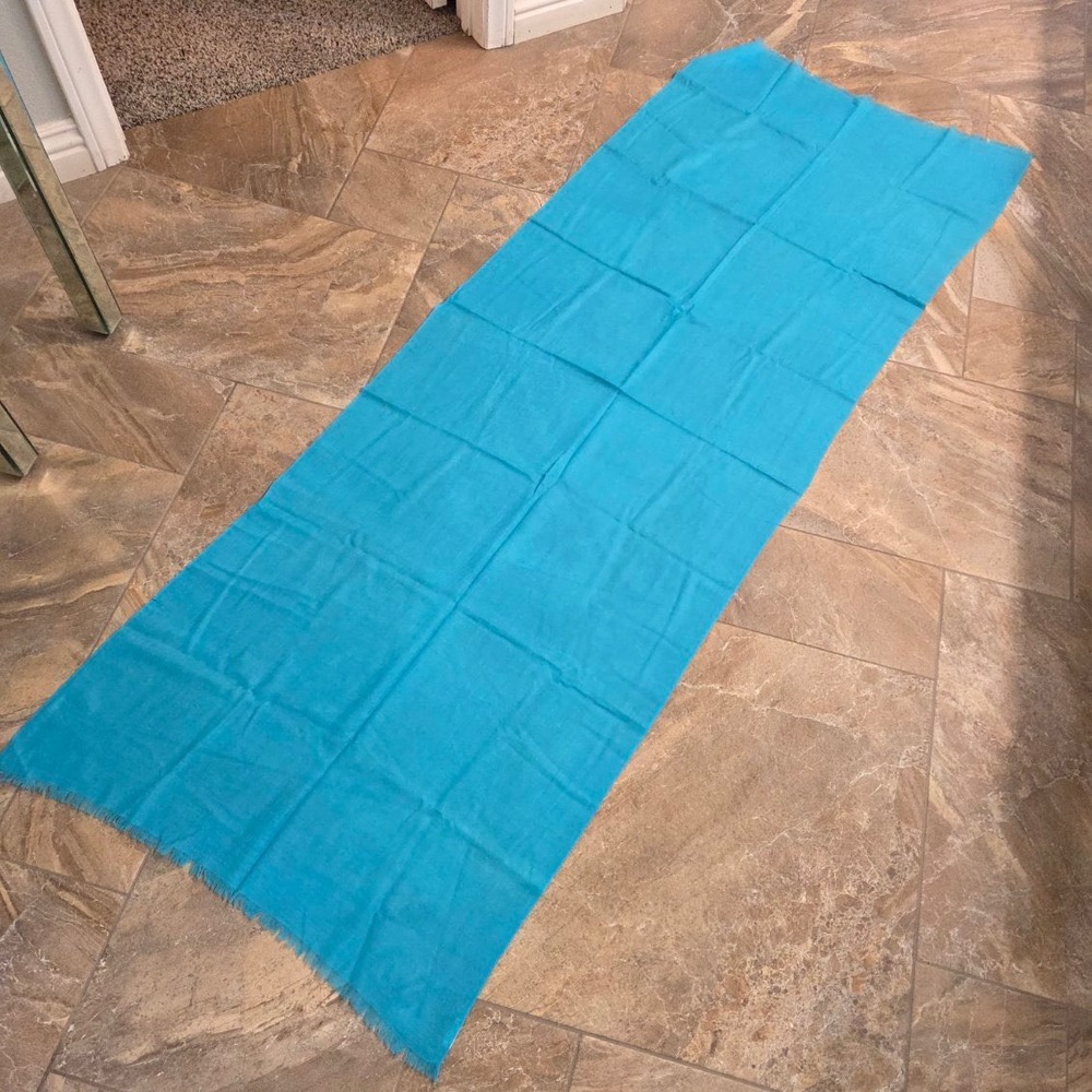 Mai‎ Turquoise Blue Eyelash Fringe Lightweight Rectangular Scarf Wrap